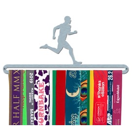 The Medal Hanger Shop | Male Runner | Brushed Stainless Steel | Medal Hanger Display Holder for Runners | Made in Britain