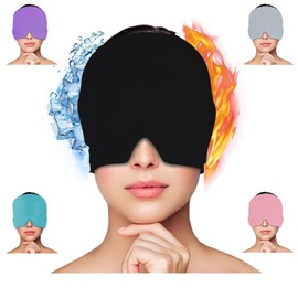 Gorro para Migraña,Gorra Frío para Aliviar El Dolor de Cabeza,Reutilizable, Compresas Frías y Calientes para Aliviar Eficazmente la Presión en los Ojos y la Cabeza (Negro)