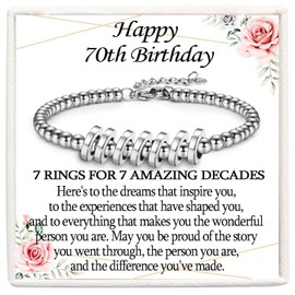 KORAS 70th Birthday Gifts for Women, Birthday Bracelet Gifts for 70 Year Old Women, 70th Birthday Presents for Mum Grandma Friend Sister