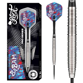Shot! Pro Series Bradley Brooks Gen 2 Steel Tip Darts Set 90% Tungsten Centre Weighted Professional Darts for Bristle Dartboard Made in New Zealand (26, Grams)