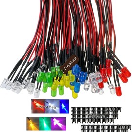 Ltvystore 60Pcs 5MM 9V 6Colors LED Pre Wired Prewired Lamp Light Bulb Prewired Emitting Diode +60Pcs Black 5MM LED Plastic Clip Holder Display Panel