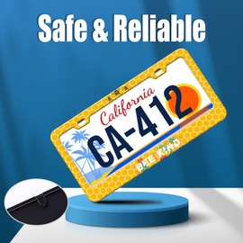 Bee Kind License Plate Frames Cute Bee honeycombs License Plate Holder for Car Decor Parts Stainless Steel License Plate Cover for Standard License Plate Holder 12x6 Inch