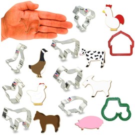 Miniature Farm Animals Cookie Cutter 9 Pc Set. USA Tin Plate Steel