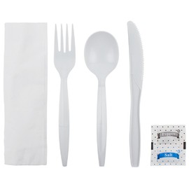 Karat U2202W PP Cutlery Kits Salt and Pepper - White (Case of 250)