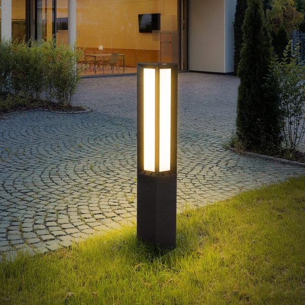 Linkmoon Landscape Path Light, Stainless Steel 8W 800LM Luxury LED Lighting, 32 Inches Modern Outdoor Bollard Lighting for Lawn, Patio, Courtyard and Driveway Decoration