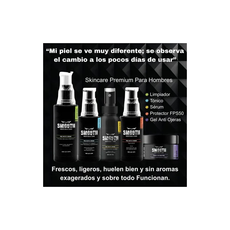 Kit Facial Smooth Skin Care Para Hombre Piel Mixta A
