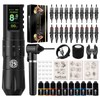 Tattoo Kit: Cordless Tattoo Gun with Adjustable Stroke, 38mm Grip