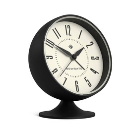 NEWGATE® Spheric Alarm Clock | Iconic Dome Retro Design | Black Soft Rubberised Finish | Ideal for Bedside, Desk or Shelf | Mid Century Bedroom & Office Accessory