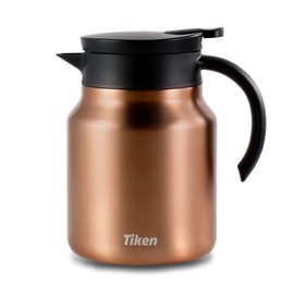 Tiken 34 Oz Thermal Coffee Carafes For Keeping Hot, Double Wall Stainless Steel Insulated Coffee Carafe, 1 Liter Beverage Pitcher (Copper)