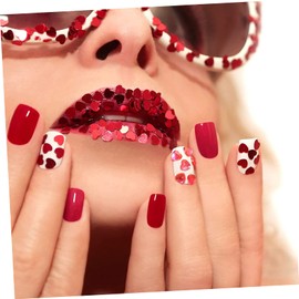 FOMIYES 12pcs Heart Shape Sequin Love Nail Art Accessories Glue Gel Rhinestones for DIY Manicure Glitter Sticker