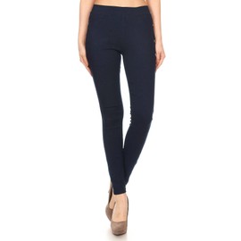 Women's Cotton Blend Stretch Skinny Pull On Pants Jeggings (Navy Size XL)