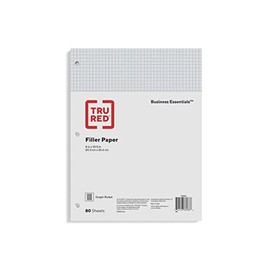Tru Red Graph Ruled Filler Paper, 8" X 10.5", White, 80 Sheets/Pack (Tr25634)