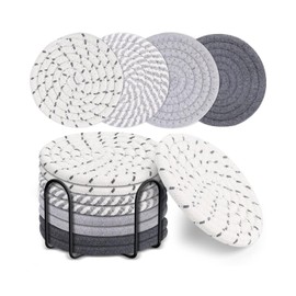 Summala Portavasos para Mesa 8 PCS, Posavasos de Bebida de Cuerda de Algodn Trenzada Redonda Hecha a Mano, Coasters Resistentes Al Calor, Gran Regalo 