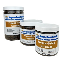 Aquatic Foods Inc. Crickets - Freeze-Dried All Natural Crickets for Large Fish, Reptiles, Turtles, Birds, Hamsters, Hedgehogs, Sugar Gliders, All Lizards…3.4oz Lg Round Jar