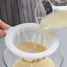 2pcs Plastic Nylon Fine Mesh Strainer,200 Mesh Fine Mesh Food Grade PP Strainer Ultra-Fine Nylon Mesh Sieve Mesh Colander with Non Slip Handle for Coffee Jam Fruits Vegetable Straining Set Strainer