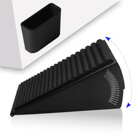 HOOFUS Adjustable Spring Large Door Stop,Heavy Duty Tall up to 3.14 inches Wedge Door Stoppers for Bottom of Door,Stainless Steels Door Holder (Black Brushed, 1 Pack)