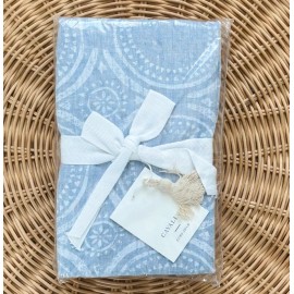 Serena & Lily NEW Serena & Lily Cavallo Tile Linen Euro Pillow Sham-Blue Chambray