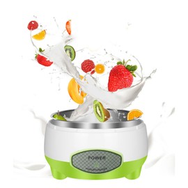 Yogurtera, Máquina Compacta para Hacer Yogur Griego con Recipiente de Acero Inoxidable, Máquina para Hacer Helados Automática de Ahorro de Energía de 15 W para Hogar de Cocina (Enchufe de EE. UU. 110V)