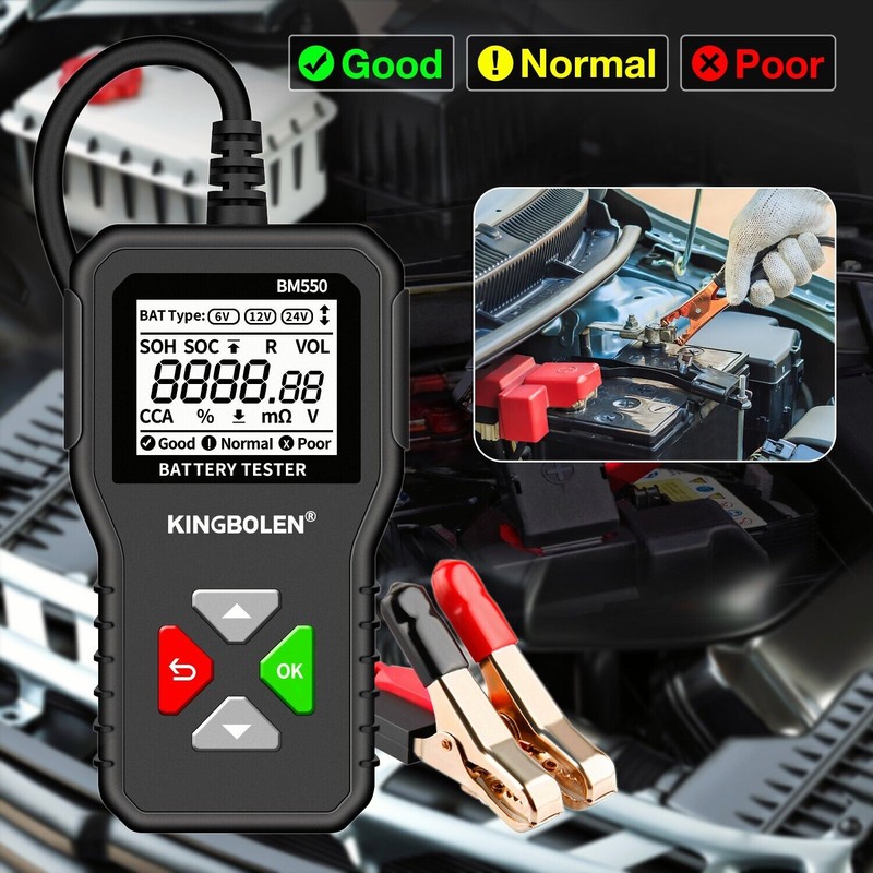 KINGBOLEN Car Battery Tester 6v~24v Truck Battery Test Charging Cranking