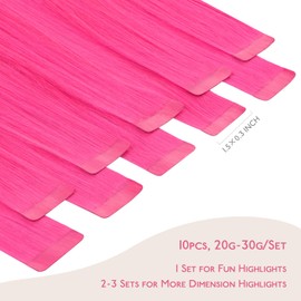 WENNALIFE Tape Extensions Real Hair Hot Pink 10 Pieces Tape-In Extensions Real Hair 30 g 50 cm Invisible Hair Extensions Real Hair Invisible Straight Real Hair Extensions Tape Highlight for Girls