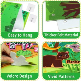 Enelia Zoo Animal Felt Board – 43 x 28 Inches Large Safari Storyboard with 20 Soft Felt Animals – Montessori Educational Board for Toddlers and Preschoolers Ages 3 +