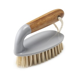 Addis Floor and Tile Scrub Brush Iron Style with Natural Bamboo Handle, Grey & Natural, Grey/Wood, 13 x 5 x 6.5 cm 517671