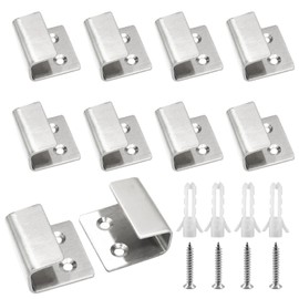 Luomorgo 10 Pcs Tile Display Wall Hanger, Stainless Steel Wall Mounted Hook Fastener Bracket, Heavy Duty Tile Hanger for Mirrors, Picture Frame Ceramic Wall Display (Medium Long, Silver)