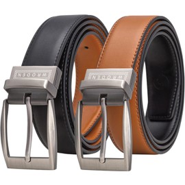 WRODEN Reversible Leather Belt for Men - Black/Brown Leather Belt with Pin Buckle - Workwear Belt for Pants/Jeans (Black/Brown, 36" - 44" Waist Adjustable (Large/Extra-Large))