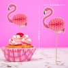 ALINK 50pcs 3D Flamingo Cupcake Toppers, Tropical Aloha Luau Cupcake