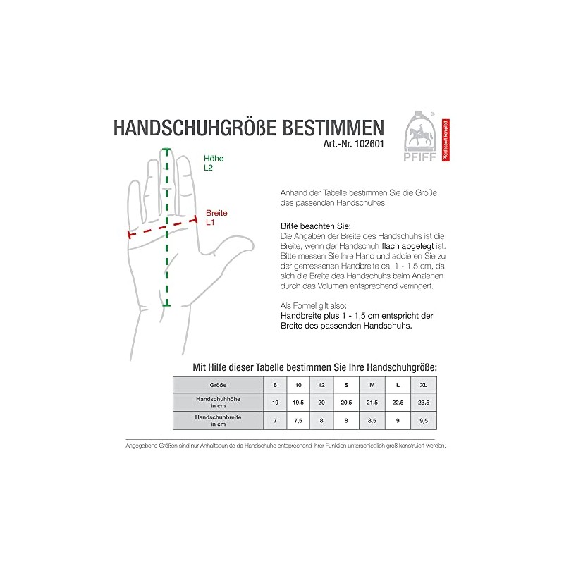 PFIFF 102601 Twin-Color Riding Gloves Black/Grey 12