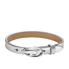 Diesel Men's Silver Leather Stackable Bracelet (Model: DX1518040)
