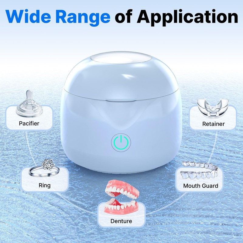 CXRUY Ultrasonic Retainer Cleaner - UV Dental Cleaning Pod Night