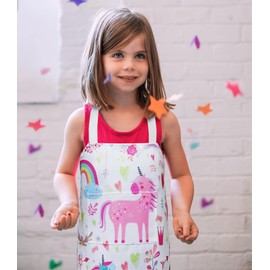 FenFang Children's Apron Boys Girls Apron for Children Painting with Pockets Dinosaur Cooking Apron Painting Apron Art Apron Kitchen Apron Work Apron Cooking Baking Garden 3-10 Years, pink