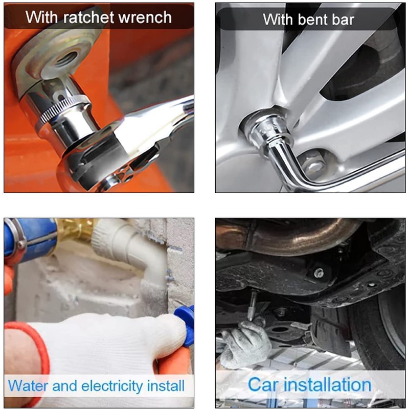 Auniwaig 1/2" Drive 1" 6-Point Impact Socket,Imperial Chrome Vanadium 2pcs