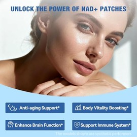 Parches NAD+para mujeres y hombres, parches de bienestar para antienvejecimiento y apoyo energético, con resveratrol, CoQ10, ribósido de nicotinamida,
