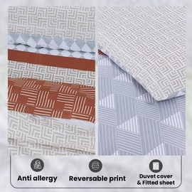 Indus Textiles 3 Piece Bedding Set Soft Brushed Microfiber Single Duvet Cover Sets -Duvet Cover, Pillowcases and Fitted Sheet Hotel Quality Duvet Set (Single-Modern Geometric)