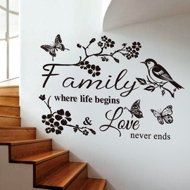 Wall Decor Sticker Family Letter Vinyl Wall Art Decal Removable Wall Stickers Quotes Family is Everything Decals Art Mural Home Decor for Living Room Dining Room Kitchen.（Black）