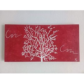 Cuadro Decorativo Moderno Pintura en lienzo canva ÁRBOL ROJO Y BLANCO Pintado a Mano cuadro para decoración del hogar Cuadro de Pared para la decoraci