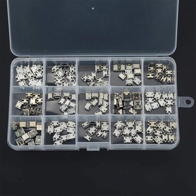 Teansic 150 Pcs 15 Models Micro USB Connector Socket Jack