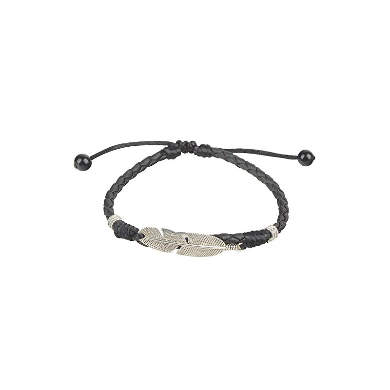 Ancient Tribe Handmade Adjustable Black Leather Anklet (9#)