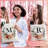 Floral Initial Tote Bag - 15'x16' Canvas Bags for Women