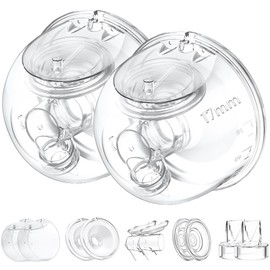 Two Full Milk Collector Cup Sets with 17mm Flange Compatible with Momcozy S12 Pro/S9 Pro Breast Pump, NOT for S9/S12, Replacement Pump Parts with Duckbill Valve, Flange, Diaphragm, Linker, Collector