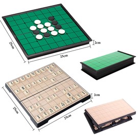 Smilerain Shogi Board Set, Magnet, Othelo, Shogi, Board Game Travel, Beginner, Shogi Set, Set of 2, Magnetic, Chess Board with Folding Storage, Checkerboard with Folding Storage