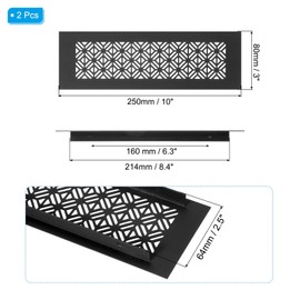 PATIKIL 10 x 3 Inch Door Air Vent Cover, 2 Pcs Heavy Duty Aluminum Grille Ventilation Cover Louvered with Mounting Screws for Cabinet Wardrobe Door, Black