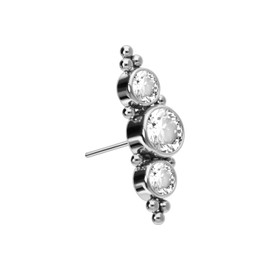 PIERCINGLINE Titanium Attachment with Push Pin 3 Crystals and Balls without Labret Stud Piercing Ear Helix Tragus Conch Silver, Titanium