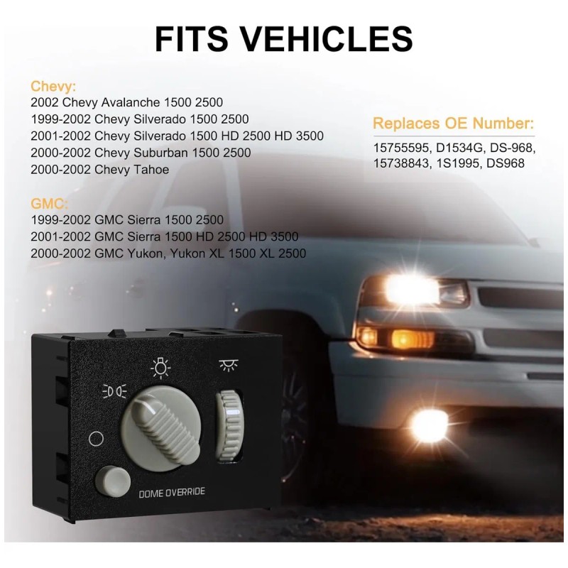 Interruptor De Faro Delantero Compatible Con Chevy Silverado