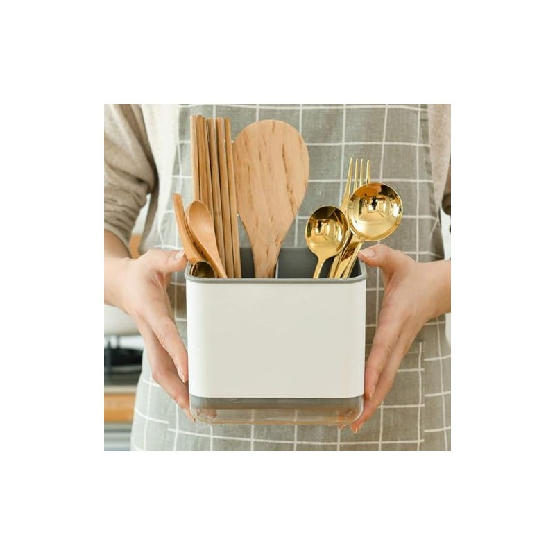 Cutlery Holder Cutlery Organiser Kitchen Utensil Holder (Grey) | 3