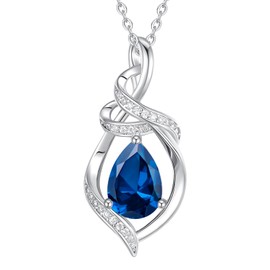 FANCIME Blue Topaz Teardrop Birthstone Necklace for Women S925 Sterling Silver Pendent December Birthstone Jewelry Gifts for Her