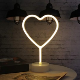 ENUOLI Neon Night Light Heart Shaped with Warm White Lamp USB & Battery Powered Hanging Wedding Sign Novelty Indoor Lamps Decor Birthday Party Christmas Party Kids Room Living Room Bedroom or Bar