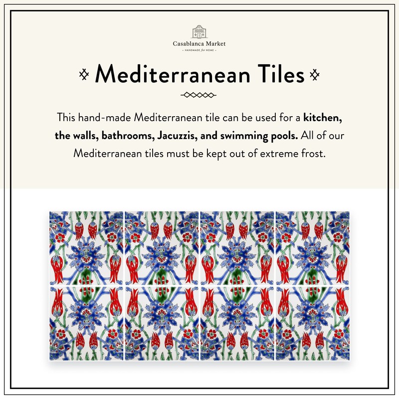 Casablanca Market MT039 Mediterranean Ceramic Asphahan Decorative Tile, Blue